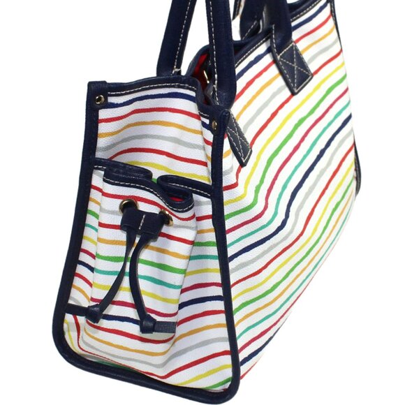 Dooney & Bourke Multi Watercolor White Blue Striped Tote - Picture 3 of 9